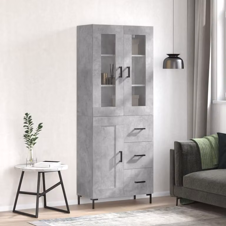 vidaXL Credenza Moderna Grigio con Ante a Battente e Ripiani Interni L: 69,5 cm, P: 34 cm, H: 180 cm