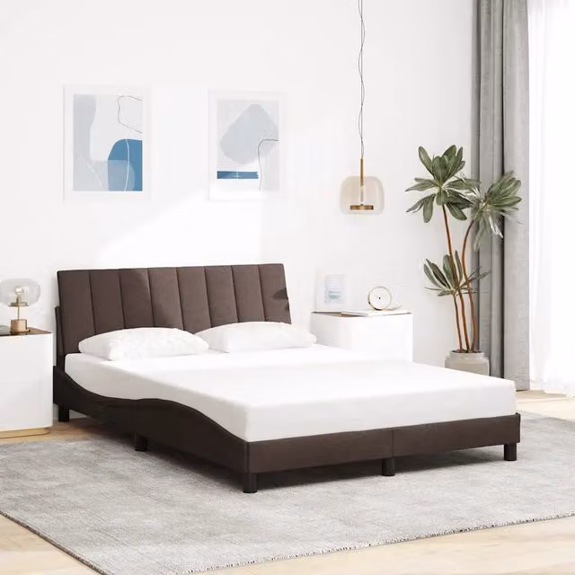 Giroletto senza materasso Hanko vidaXL in tessuto marrone scuro L/P/H: 140 x 190 cm – 1
