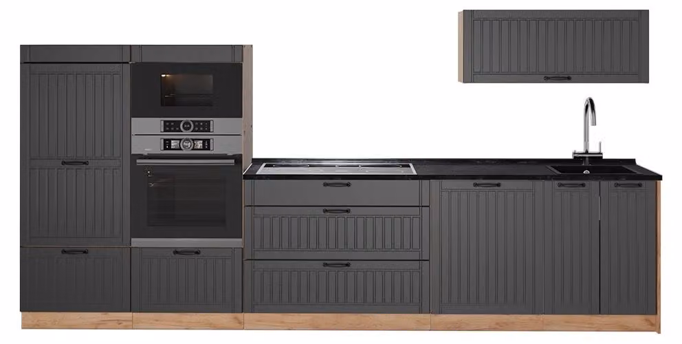 Cucina componibile Vicco Fame-Line Grigio scuro/Rovere dorato 340 cm, PL Antracite, Model 64506