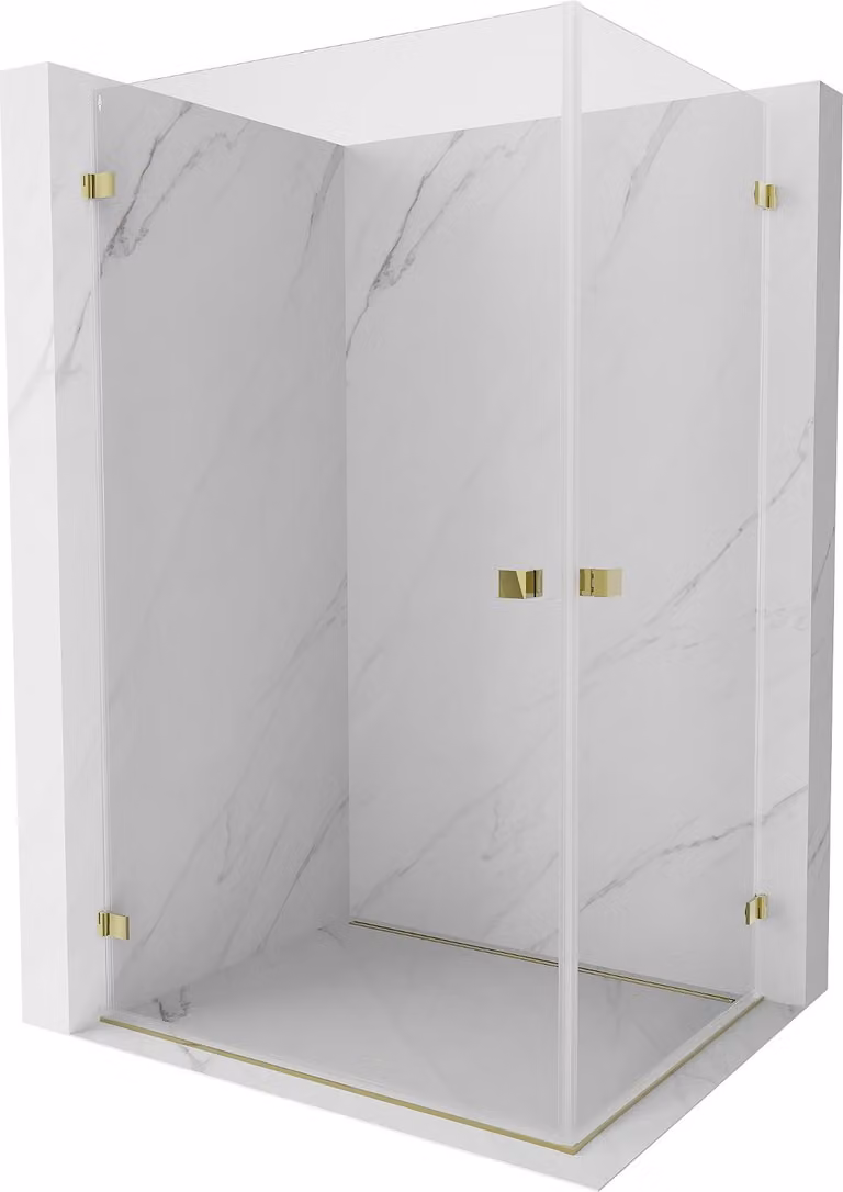 Mexen Lunar-B Duo cabina doccia con porta a battente 95 x 90 cm, trasparente, oro - 832-095L-090P-50-00