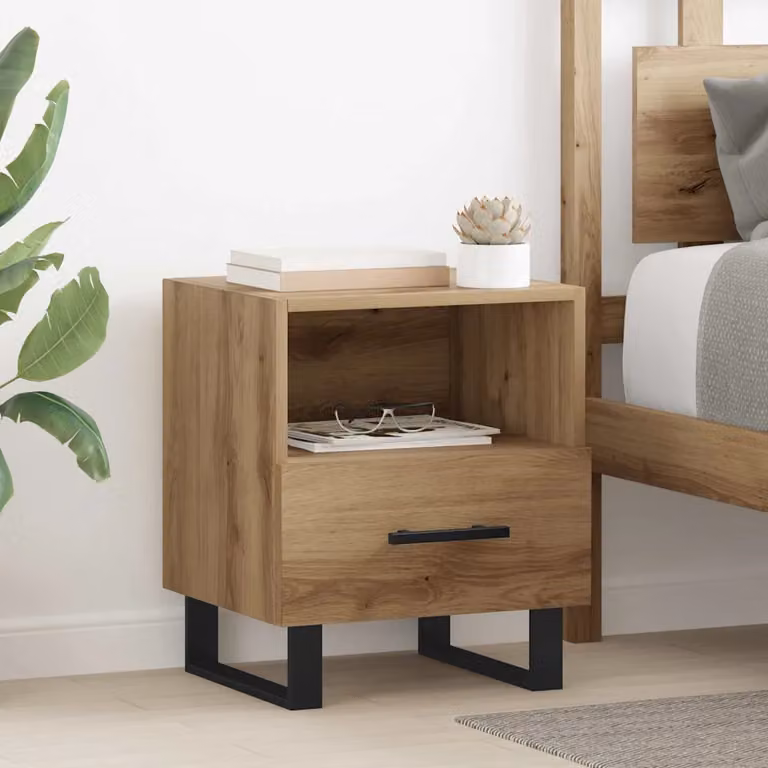 Armadio da Notte vidaXL in Rovere Rustico Marrone L: 40 cm, P: 35 cm, H: 47,5 cm