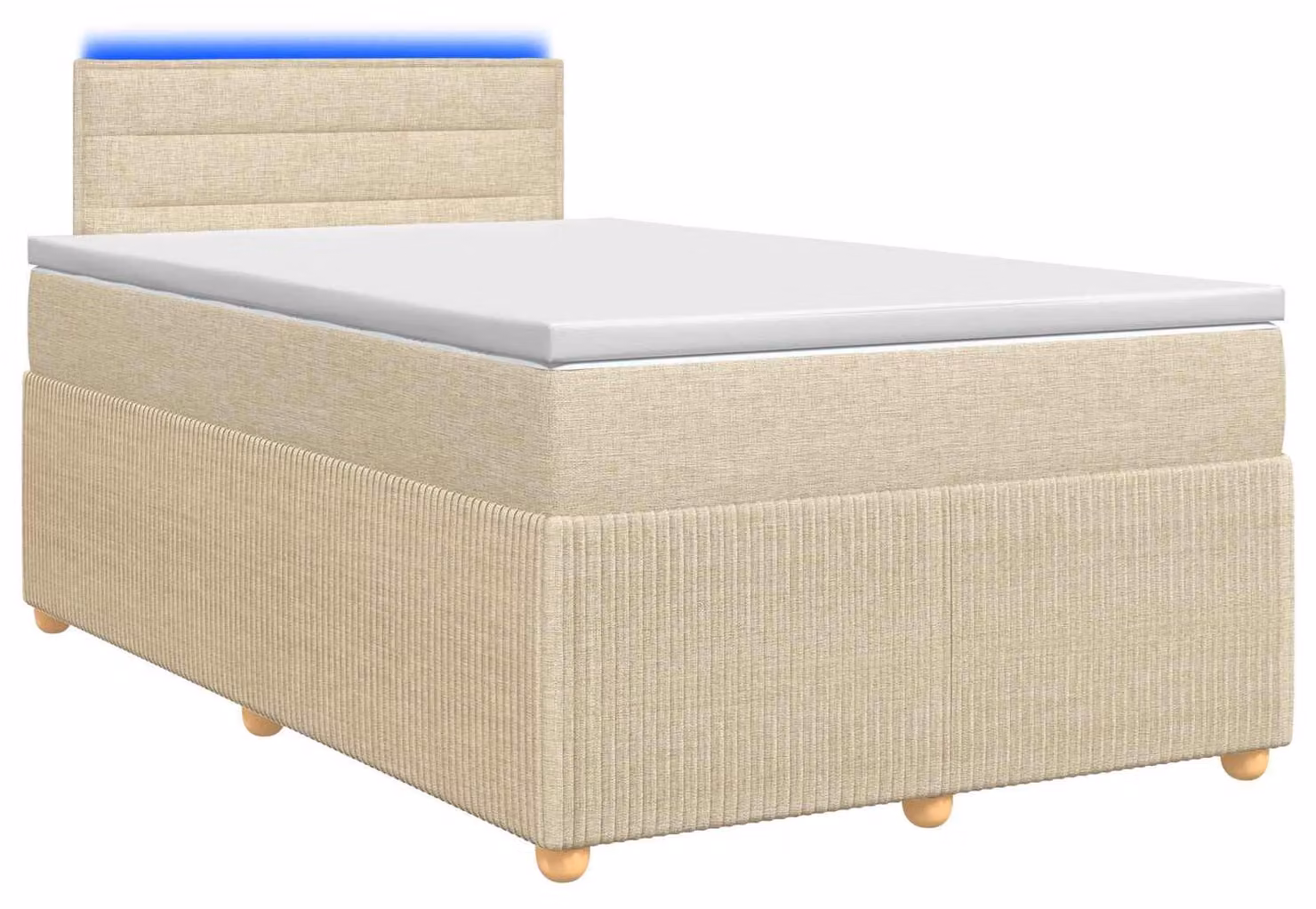 Letto a molle con materasso crema 120 x 200 cm in tessuto
