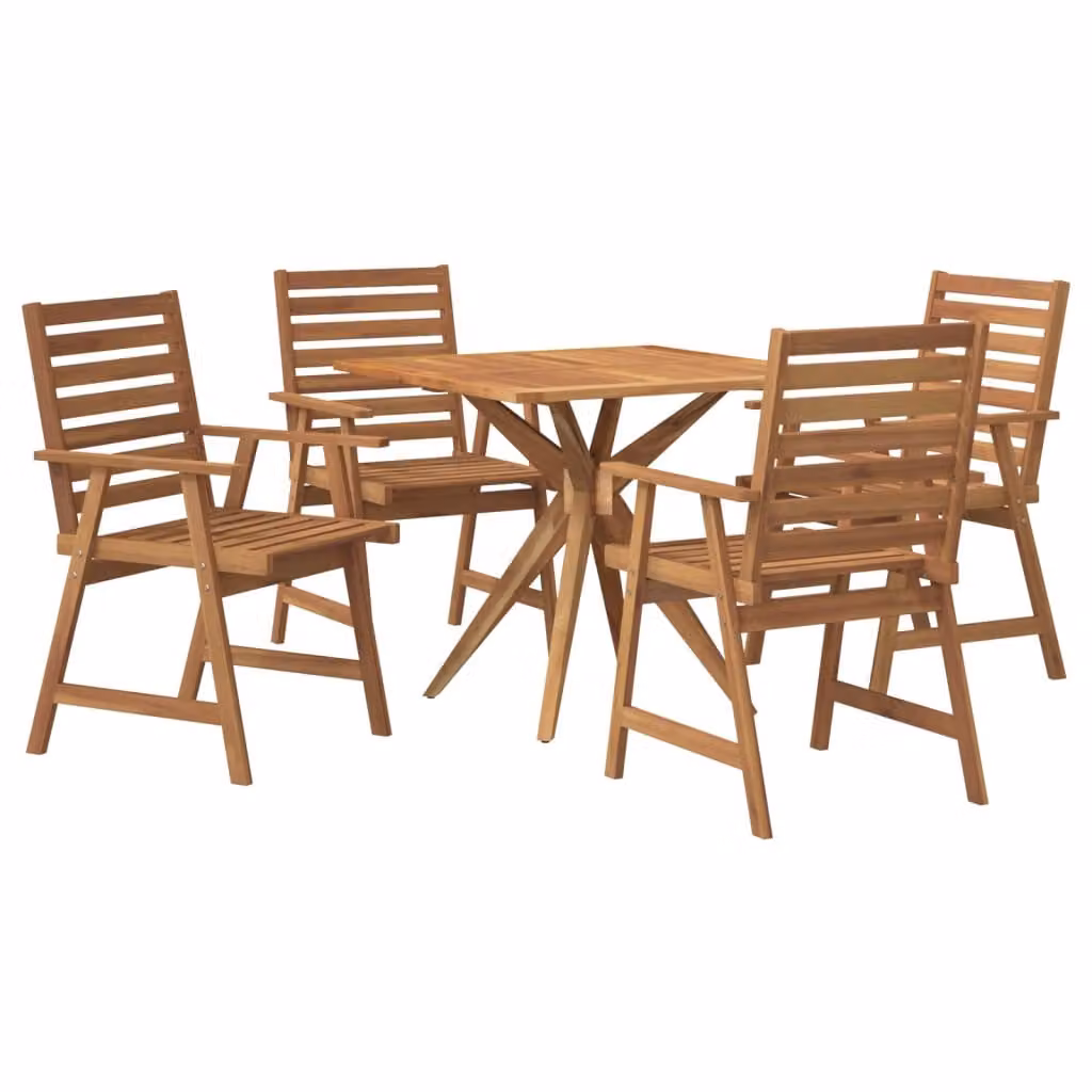 Set da pranzo per giardino, 5 pezzi, in legno massello di acacia