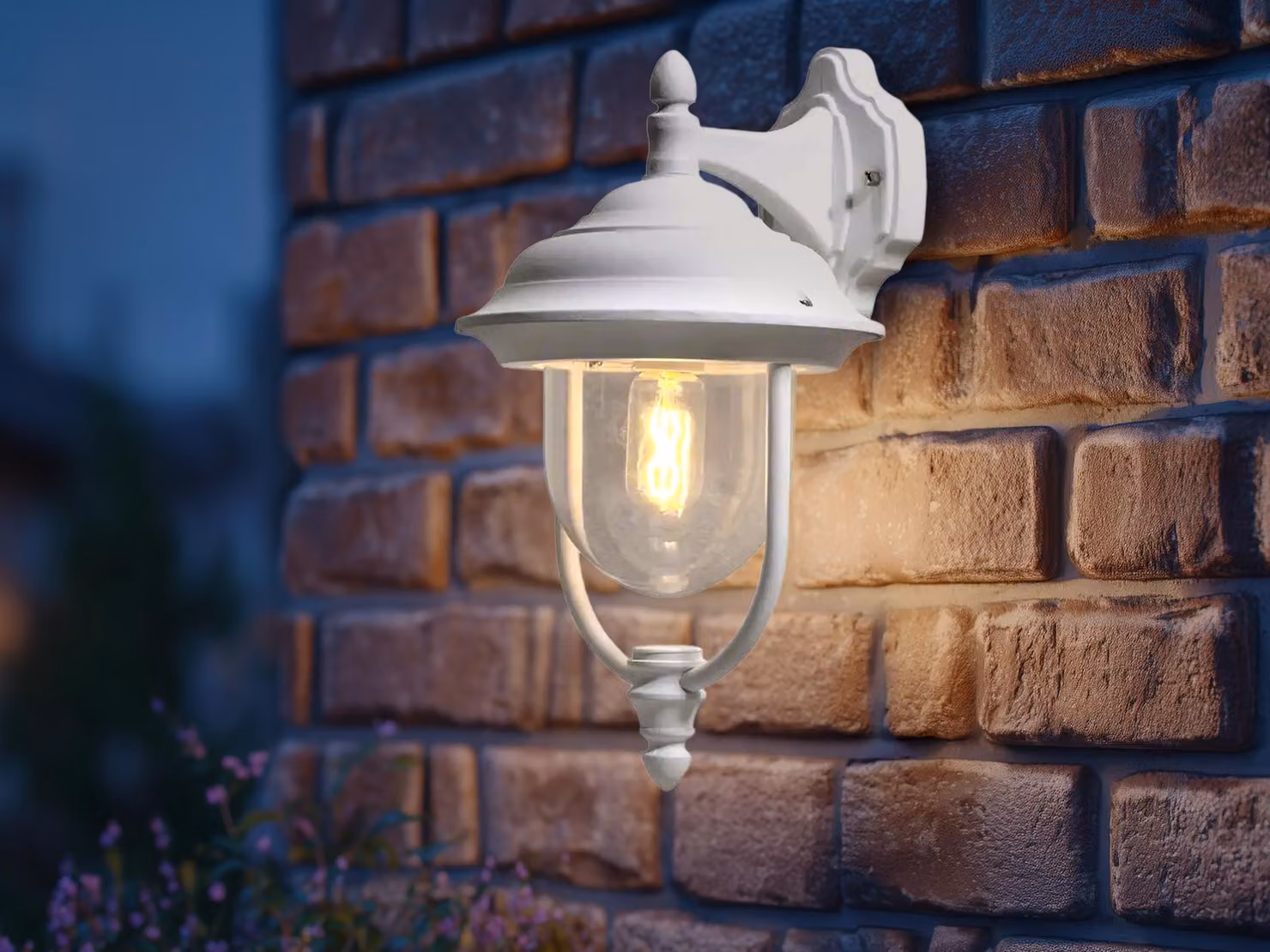 Lampada da esterno a LED in stile rustico, grande lanterna da parete bianca a sospensione, altezza 46 cm