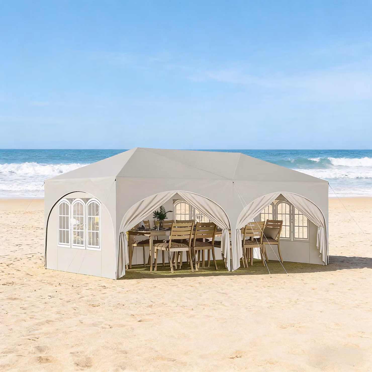 Gazebo pieghevole 3x6 metri con 6 pareti laterali, altezza regolabile, impermeabile, protezione UV, ideale per feste, con borsa per il trasporto
