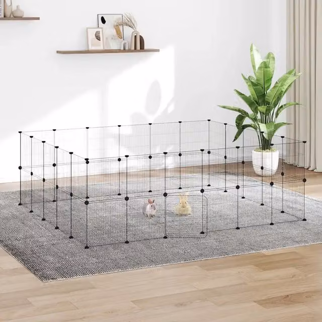 Gabbia per Animali 44 Pannelli con Porta Nera 210x175x70 cm 3114046