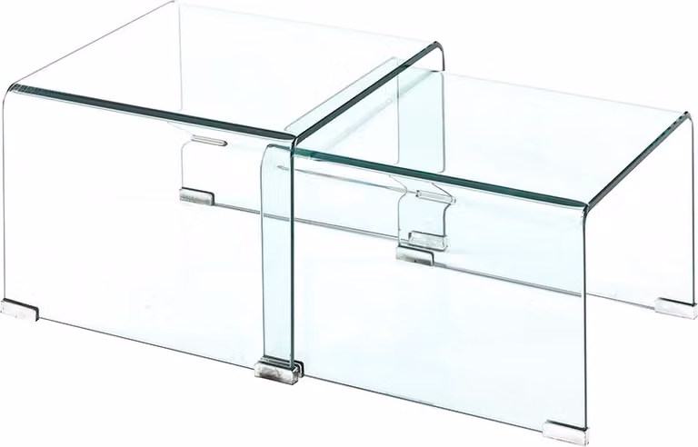 Set di 2 tavolini da salotto dal design sinuoso in vetro trasparente San
