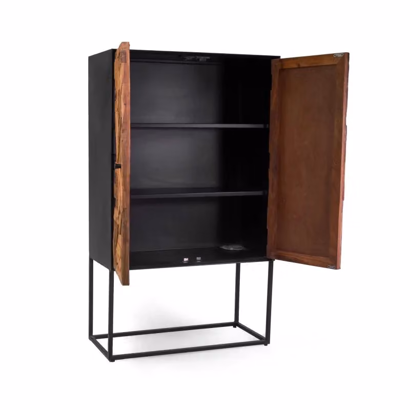 Mobile in legno e metallo Jaipur Vacchetti con top nero, stile industrial, L: 90 cm, P: 40 cm, H: 150 cm – 2