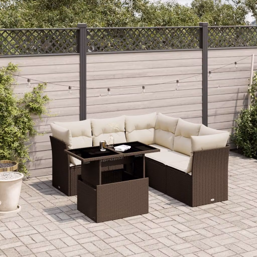 Maison Exclusive - Set Divano da Giardino 6 pz con Cuscini Marrone in Polyrattan