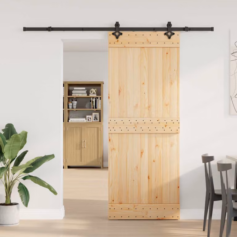 Porta scorrevole vidaXL NARVIK colore Naturale e Nero L: 80 cm, H: 210 cm