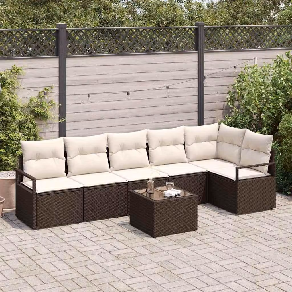 Maison Exclusive - Set di divani componibili, 7 pezzi, color marrone [Materiale sintetico]: rattan sintetico