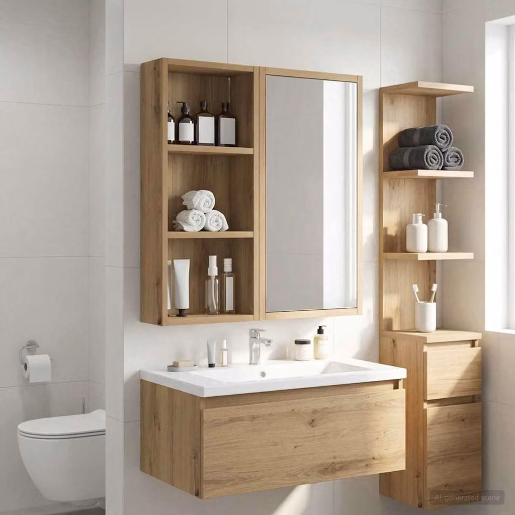 vidaXL Armadio da bagno a muro Rovere Artigianale 30 x 14 x 70 cm