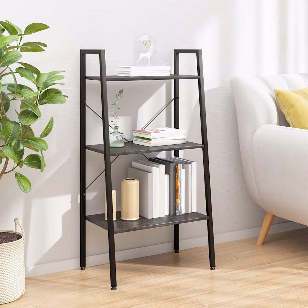 Scaffale autoportante vidaXL con 3 ripiani in stile industriale, colore nero, L 56 cm x P 35 cm x H 108 cm