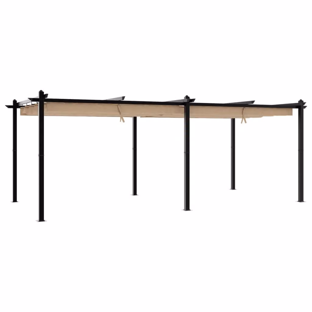 Gazebo da Giardino con Tetto Retrattile Tortora 3x6 m Alluminio