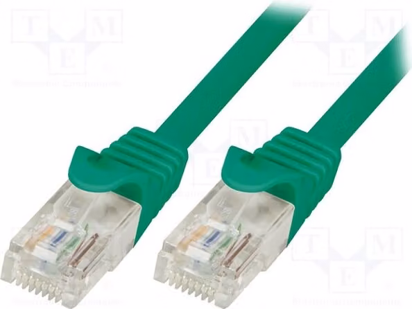 1 cavo RJ45-Kabel CP1035U, categoria 5e, lunghezza 1 metro, colore verde, rivestimento in PVC
