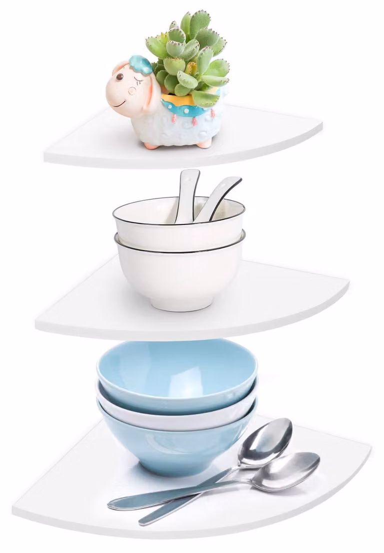 Omgoods - Set di 3 mensole angolari da montare a parete