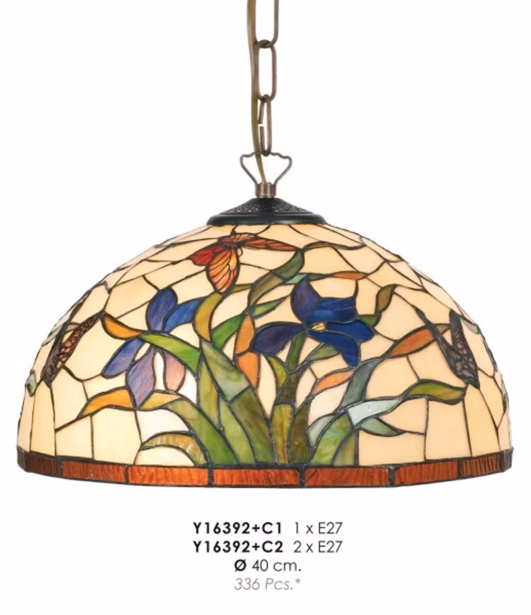 Lampada a sospensione Tiffany diametro 40 cm Y16392 + C1/C2 Lampada Lampada