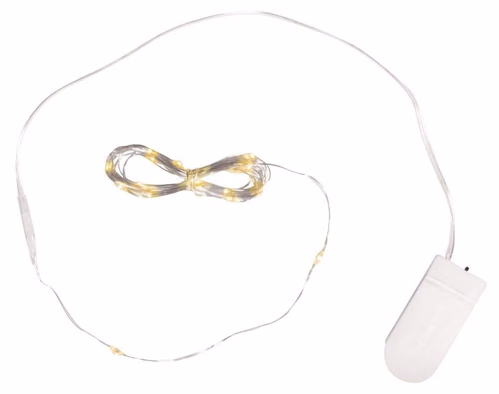 Catena luminosa a LED con filo, lunghezza 220 cm, 20 micro-LED a luce calda