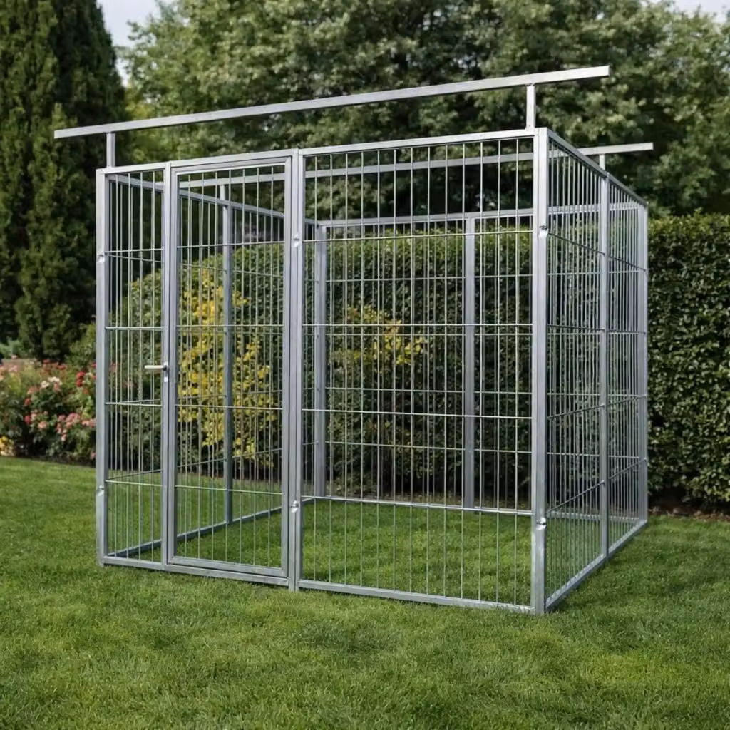 Box per cani SIDERBOX in metallo zincato elettrolitico, colore argento e nero, L 200 cm x P 200 cm x H 180 cm – 2