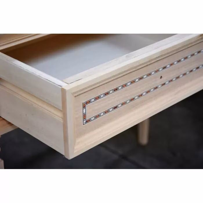 Consolle classica Mobili 2G in legno grezzo marrone con 4 cassetti e 1 porta L: 98 cm, P: 40 cm, H: 85 cm – 2