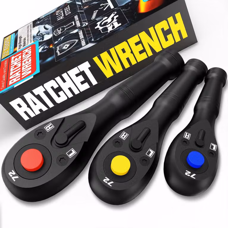 Set di cricchetti chiave a bussola - 3 pezzi - 1/4 3/8 1/2 pollici - 72 denti - Cricchetto reversibile