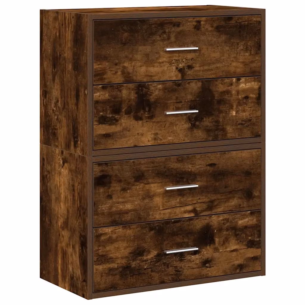 Set di 2 armadi a muro con 4 cassetti vidaXL in stile moderno, colore marrone rovere, L: 60 cm, P: 31 cm, H: 40 cm – 2