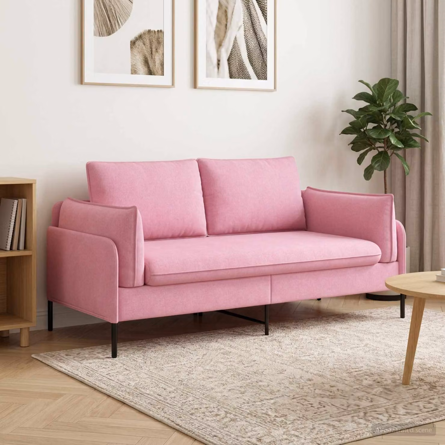vidaXL Divano a 2 Posti Moderno in Tessuto Rosa e Nero con Cuscini, L: 188 cm, P: 81 cm, H: 89 cm