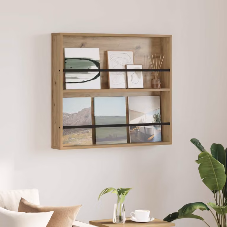 Scaffale per riviste moderno vidaXL in legno marrone con ripiani regolabili, L: 80 cm, P: 12 cm, H: 70 cm