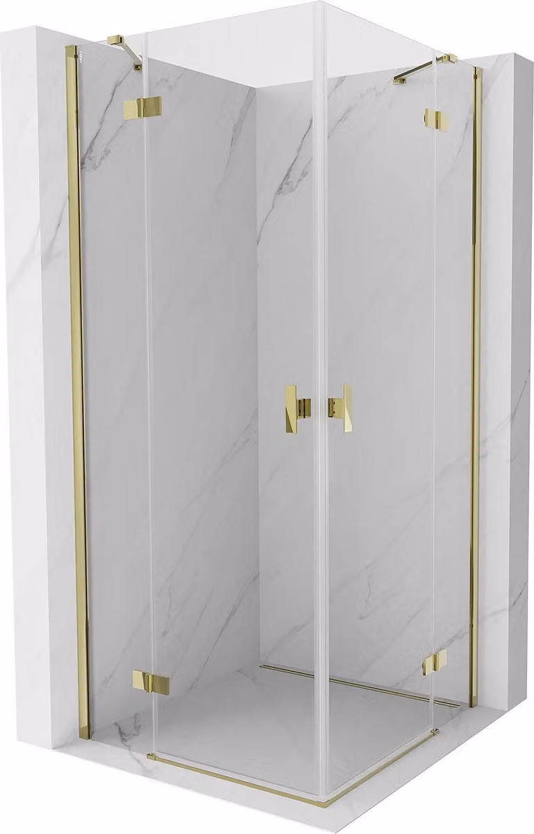 Mexen Mist-H Duo cabina doccia a battente 85 x 85 cm, trasparente, oro - 8A5-085L-085P-50-00