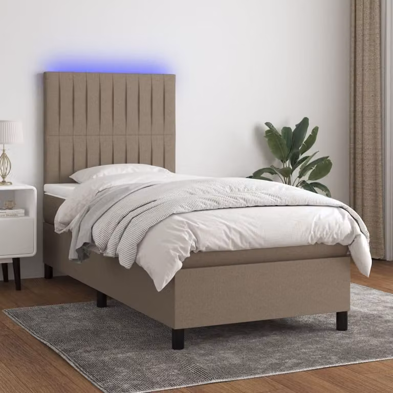 Maison Exclusive - Letto a Molle con Materasso e LED Tortora 80x200 cm in Tessuto