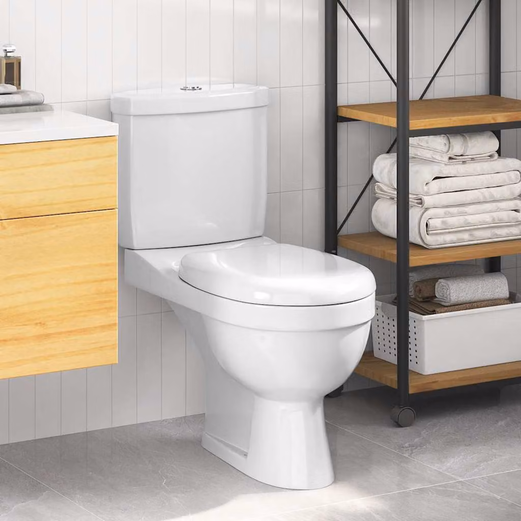 WC con cisterna vidaXL in ceramica bianca L: 76 cm, P: 39 cm, H: 70 cm – 1