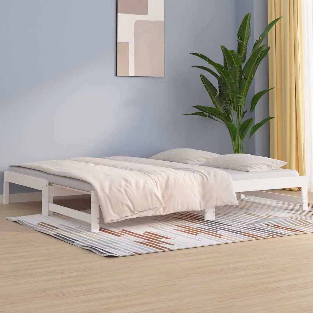 vidaXL Dormeuse Estraibile Bianca in Legno di Pino Massello per Adulti, 2x 90x190 cm – 1