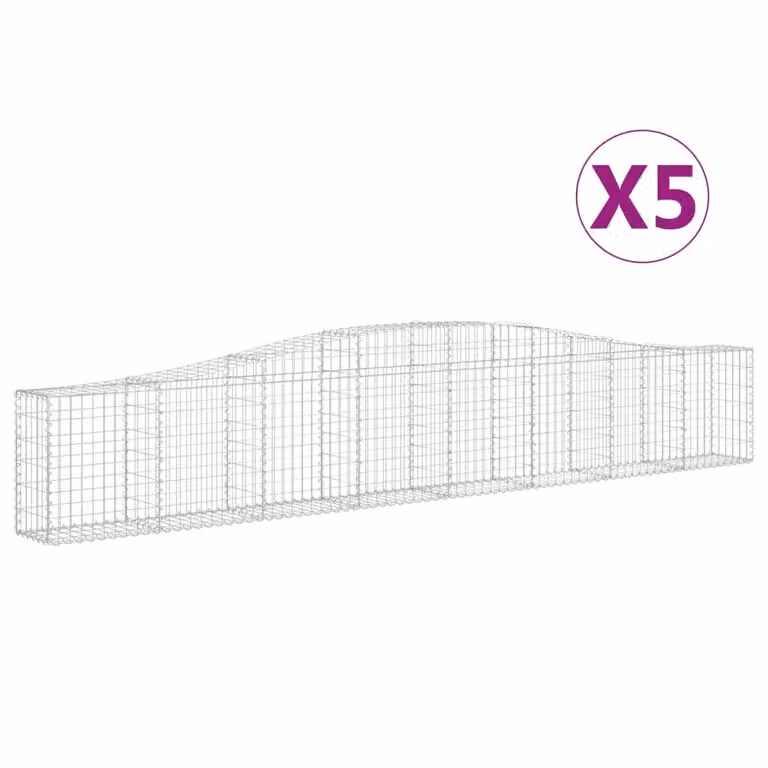 Cesti Gabbioni ad Arco 5 pz 400x30x60/80 cm Ferro Zincato