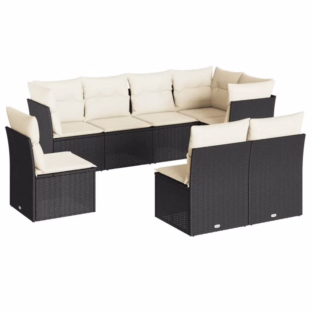 vidaXL Set Divani da Giardino a L con Cuscini 8 pz in Polyrattan Nero – 2