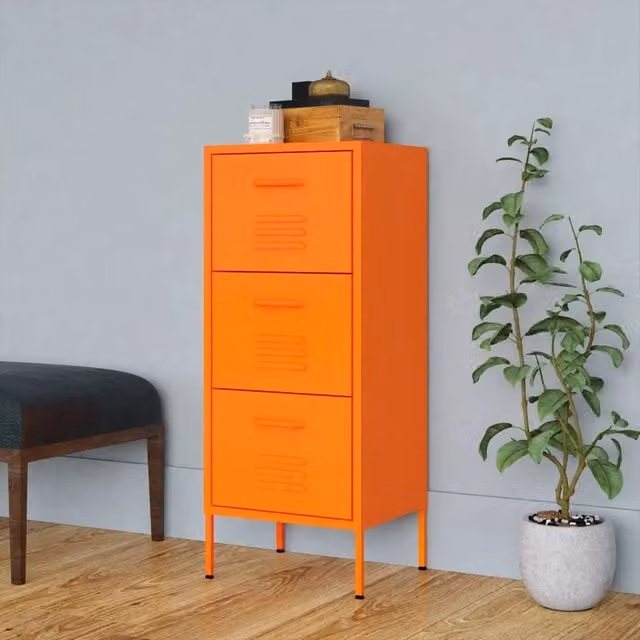 Armadietto da parete vidaXL in metallo arancione con ante a battente e ripiani interni L/P/H: 42,5 x 35 x 101,5 cm – 1