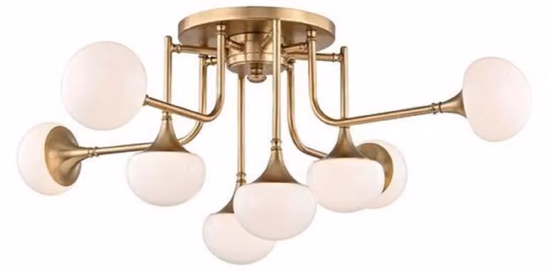 Casa Padrino plafoniera LED in ottone antico colorato/bianco Ø 92,7 x H. 36,8 cm - lampada da soffitto con paralumi in vetro sferico - qualità