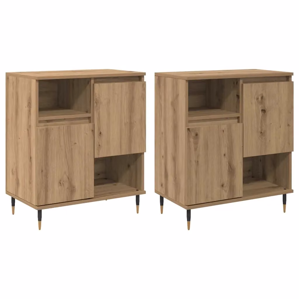 Set di 2 credenze vidaXL in rovere marrone con finitura opaca, L/P/H: 120 x 35 x 70 cm – 2