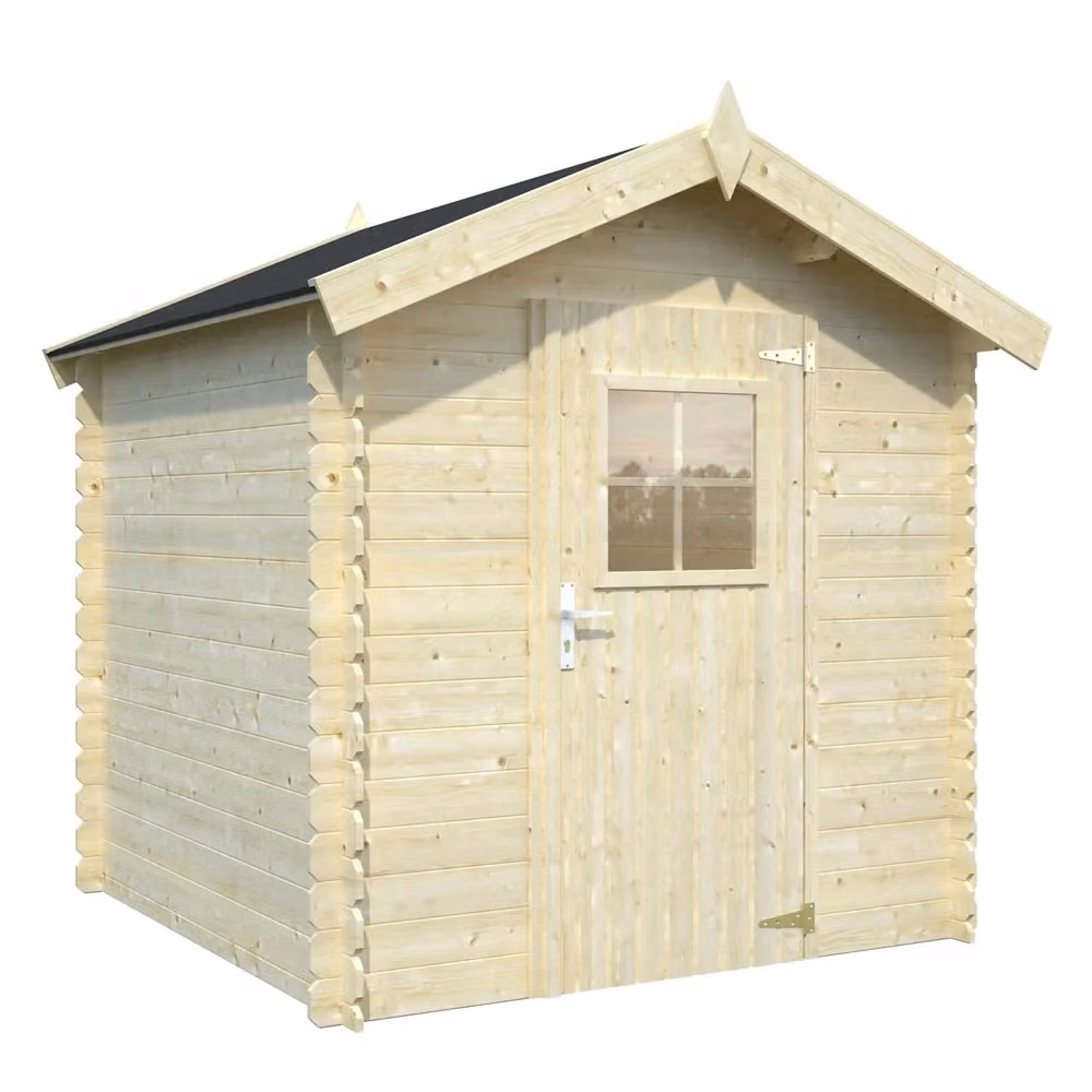 Casetta da Giardino in Legno Pircher Sistema BlockHouse Flipper Beige con Porta e Finestra – 2