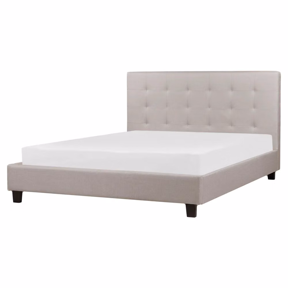Letto imbottito Beliani in tessuto grigio con rete a doghe elastiche, L/P/H: 160 x 200 x 108 cm – 2