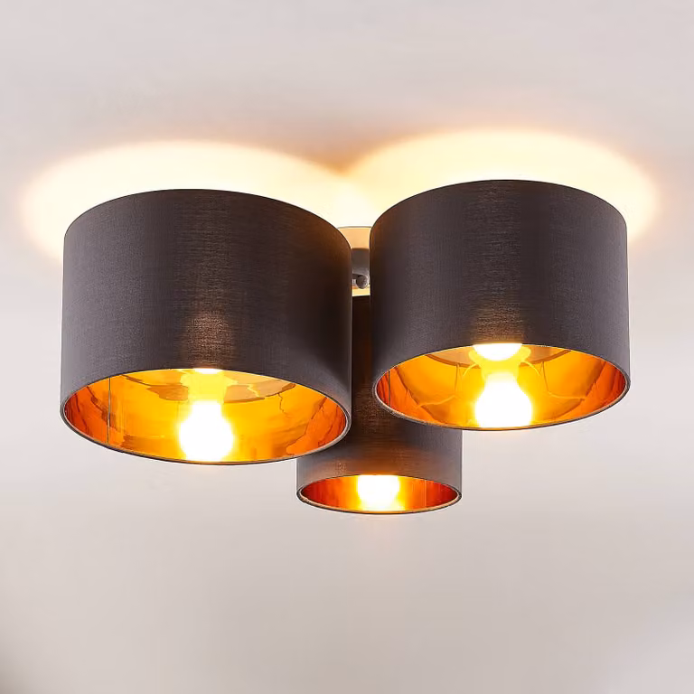 Plafoniera soffitto Laurenz Lindby, dimmerabile, Alluminio / Grigio / Zincato, Soggiorno / Sala da pranzo, Tessuto / Stoffa / Seta, Moderno, Plafoniera