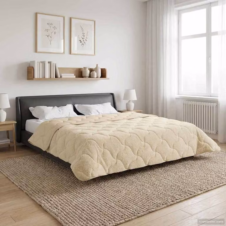 Piumone Completo Annuale Trapuntato vidaXL in Microfibra Reversibile e Traspirante, Beige, 200 x 200 cm