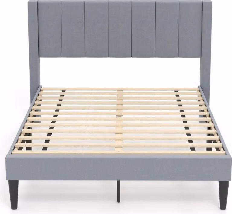Struttura letto imbottita, 200x140 cm, velluto grigio