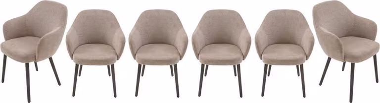 Signature - Set di 6 poltrone bridge in tessuto grigio L51 cm - ERNEST