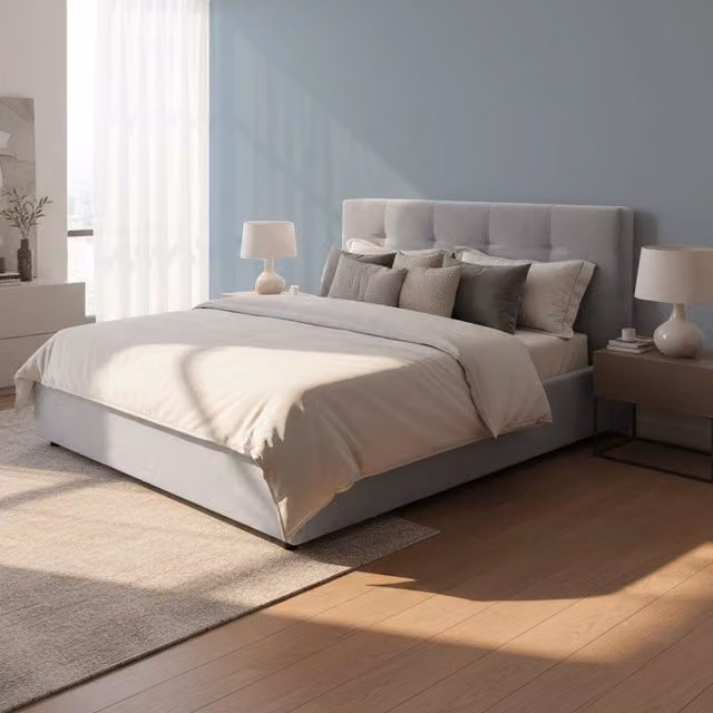 Letto Matrimoniale contenitore Ascoli 160x190 tessuto Enjoy grigio