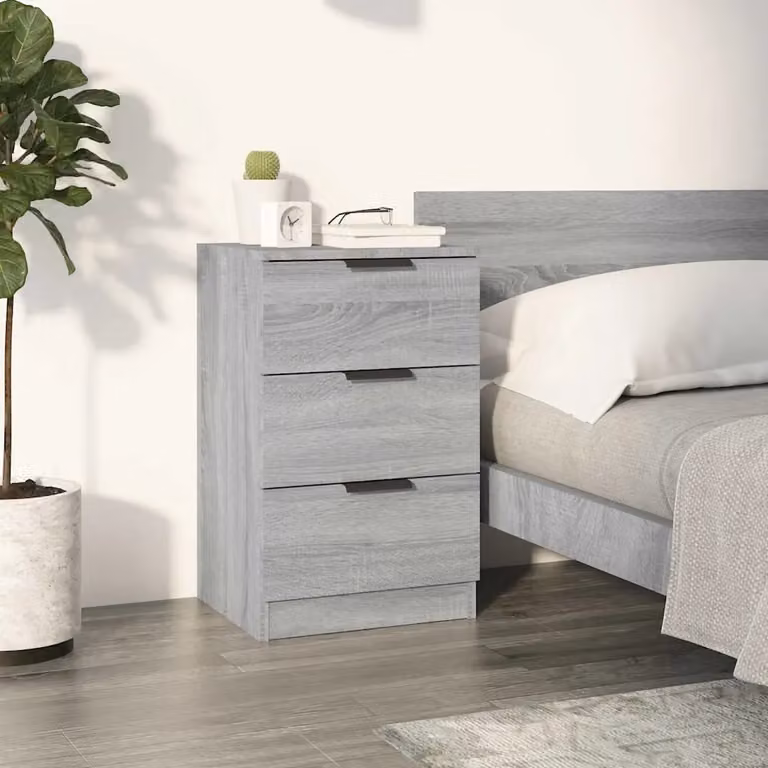 Comodino moderno vidaXL in legno e MDF Grigio opaco L: 40 cm, P: 36 cm, H: 65 cm
