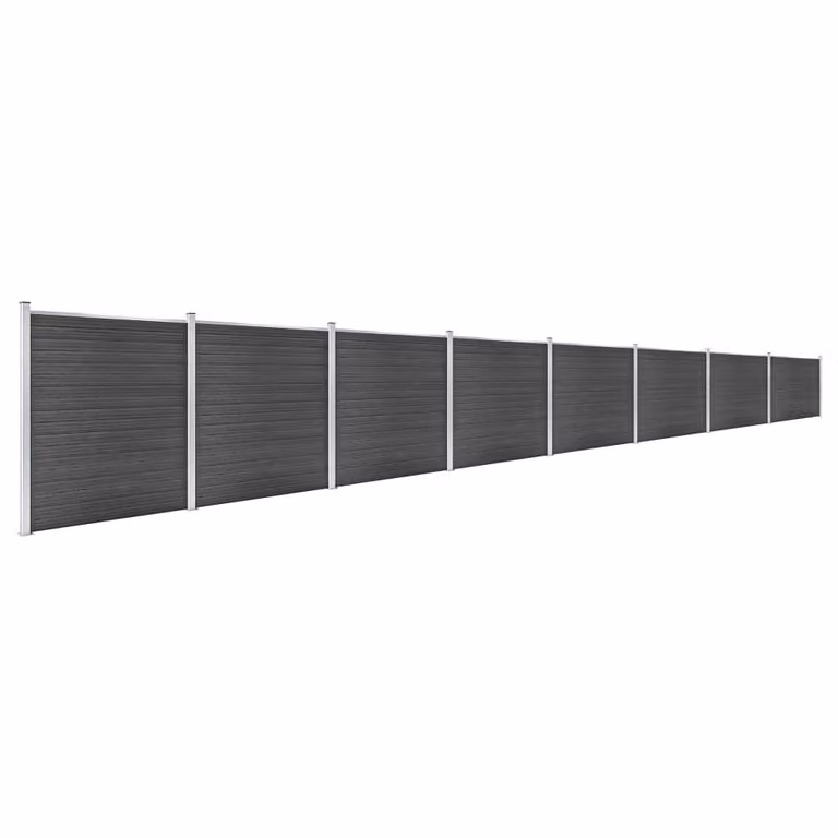Set di elementi di recinzione WPC 1391x186 cm nero