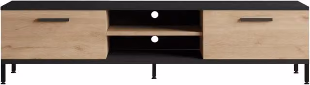 Mobile TV supporto televisione soggiorno scaffale Lempäälä con 2 ante 39 x 160 x 35 cm effetto rovere nero 03_0010080