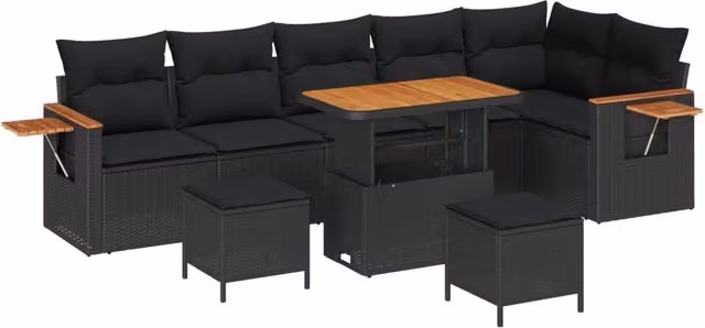 Set Divano da Giardino vidaXL 11 Pezzi Moderno a Forma di L con Cuscini Nero – 2