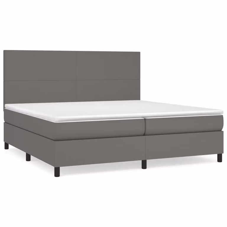 Giroletto a Molle con Materasso Grgio 200x200 cm in Pelle finta