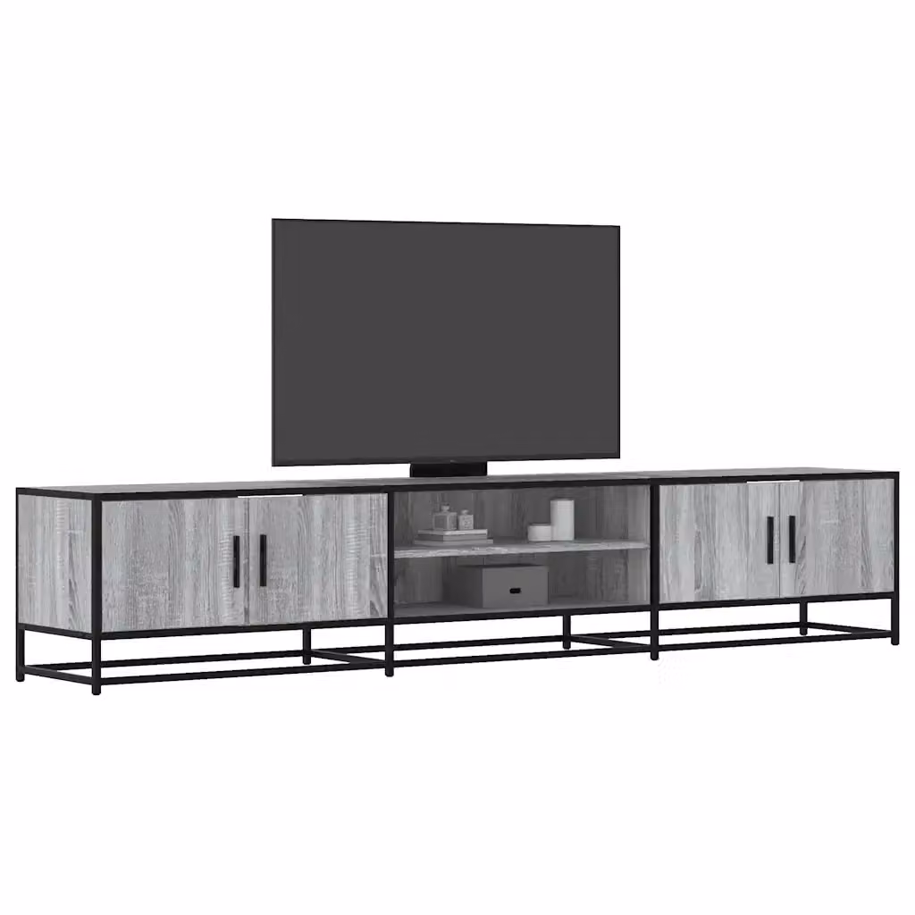 Mobile TV in stile industrial grigio con finitura opaca, L: 210 cm, P: 35 cm, H: 41 cm – 2